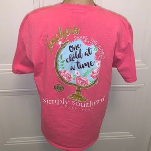 Simply Southern pink Teacher t-shirt